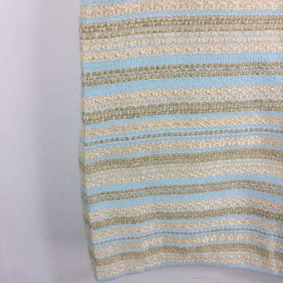 Eliza J Striped Tweed Dress Cream Blue Gold Metallic Shimmer Size 14 - Picture 9 of 10